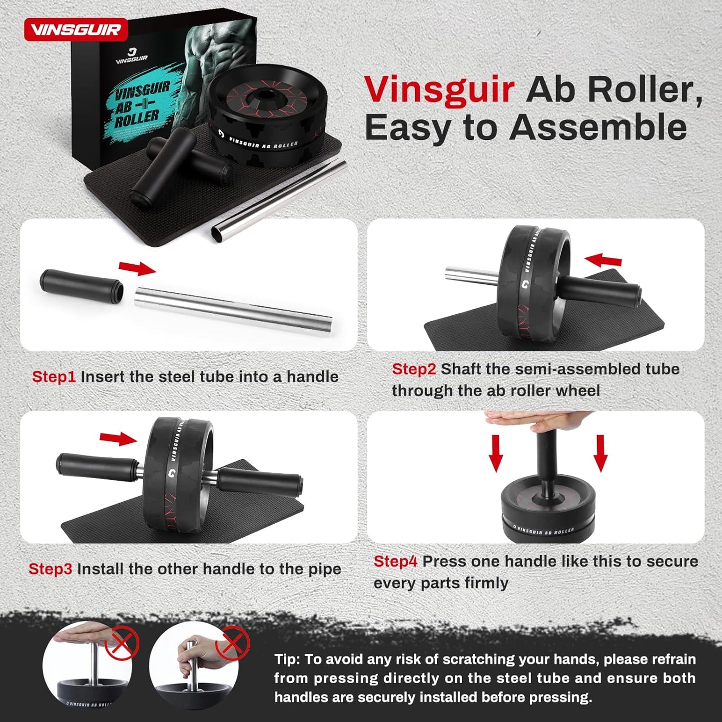 Ultimate Ab Roller Wheel for Full-Body Strength Training - Includes Knee Pad for Comfort and Stability