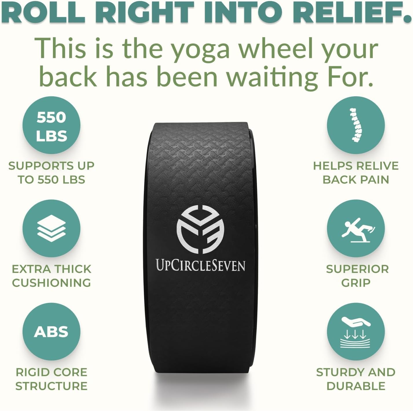 Back Roller and Yoga Wheel for Pain Relief and Spine Decompression - Enhance Mobility, Flexibility, and Posture Alignment