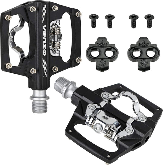 Multi-Use Shimano SPD Compatible Sealed Clipless Pedals for Mountain, Touring, Road, and Trekking Bikes - Dual Platform Design