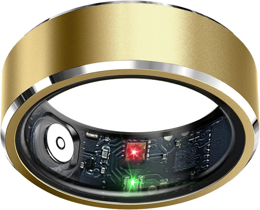 Transform Your Health with the Smart Ring - Waterproof Fitness & Sleep Tracker with Air Gesture Control and 7-Day Battery Life in Stunning Light Gold!