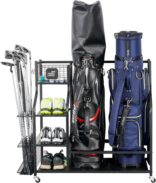 Golf Equipment Storage Organizer: Stand for Golf Bags and Accessories, Enhanced Rack for Golf Clubs
