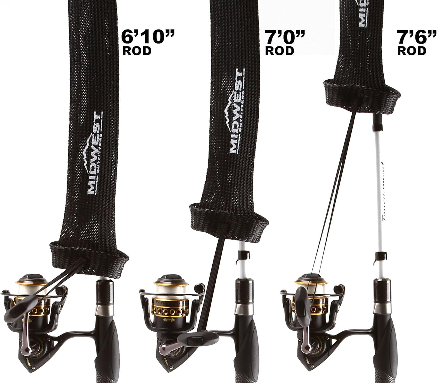 Fishing Rod Covers - Protective Sleeves for Spinning, Baitcasting, and Youth Poles - Available in Various Sizes and Colors