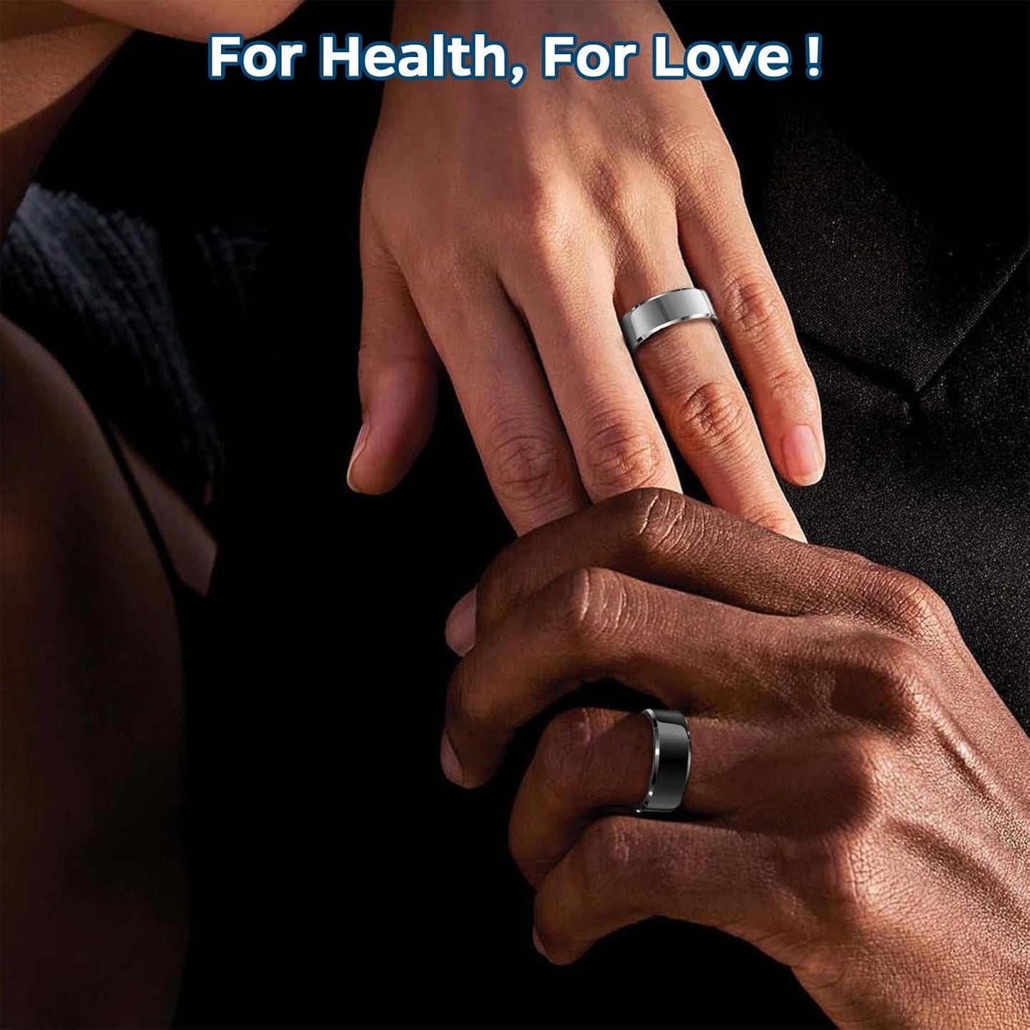 Revolutionary Smart Health Tracking Ring with Advanced Sleep Monitoring, Heart Rate Tracking, Waterproof Design, Air Gesture Control, and 7-Day Battery Life - Compatible with iOS and Android (Black, Size 10)