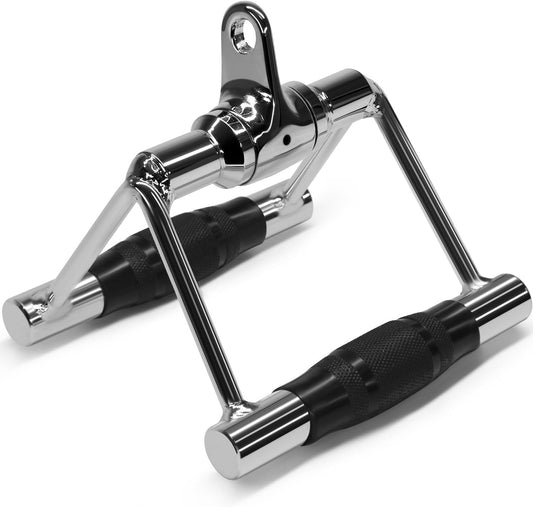 Double D Row Handle Cable Attachment - Heavy-Duty LAT Pull Down V Bar for Home Gym Cable Machines, Supports Up to 880 lbs