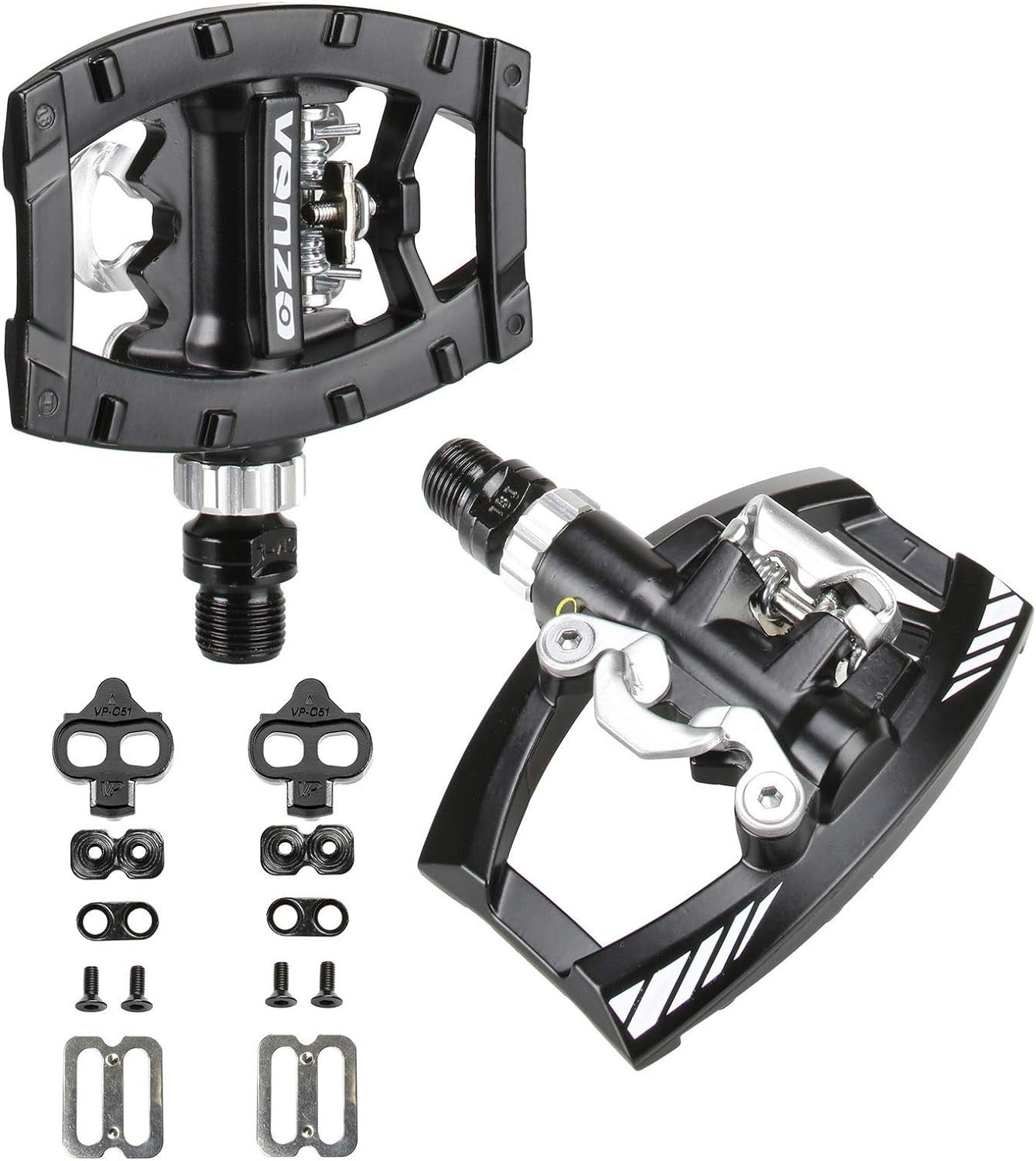 Dual Function Multi-Use Platform Pedals Compatible with Shimano SPD for Mountain and Touring Bikes
