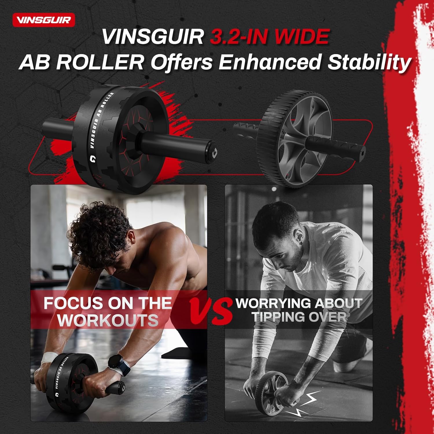 Ultimate Ab Roller Wheel for Full-Body Strength Training - Includes Knee Pad for Comfort and Stability