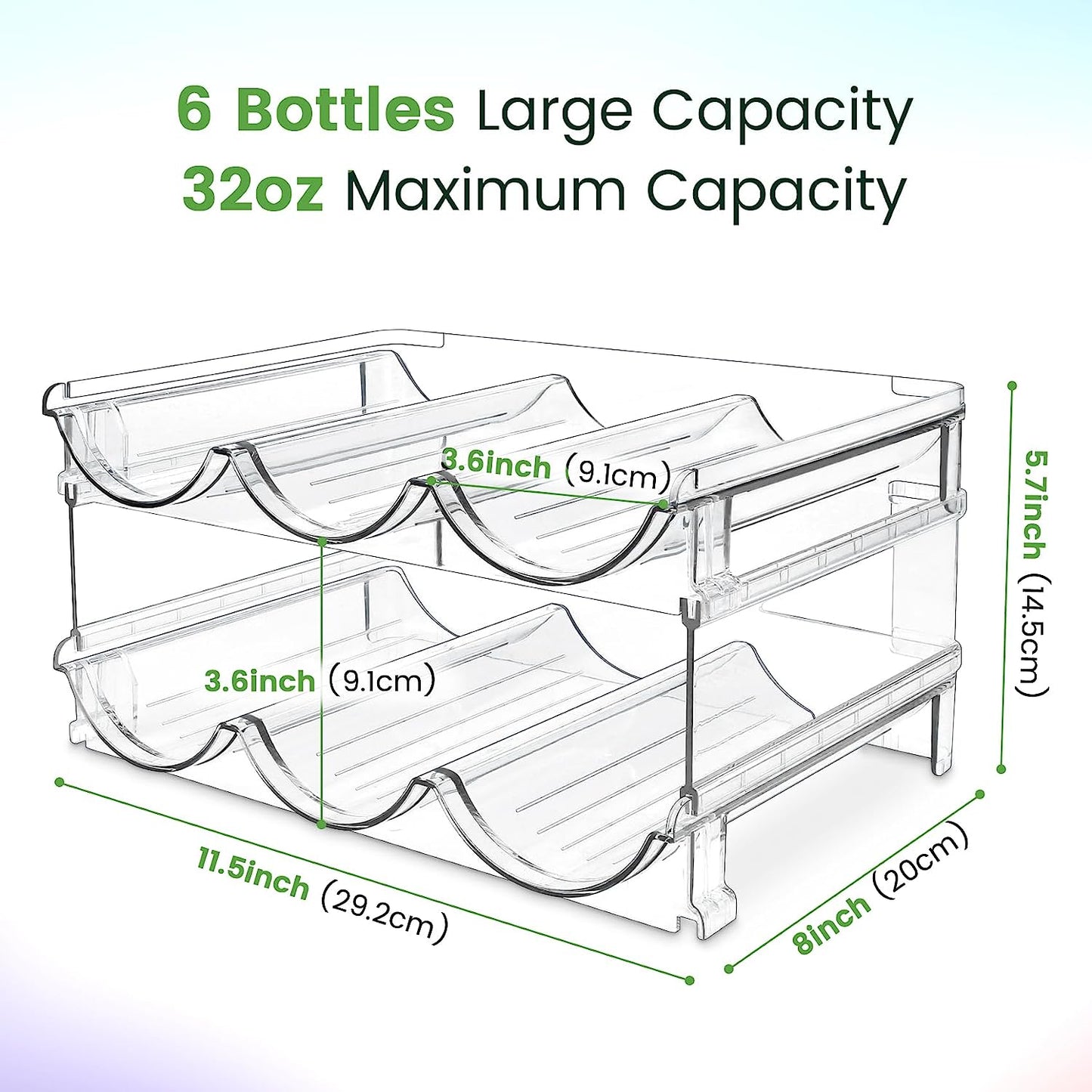 Maximize Your Space with Our Stackable Water Bottle Organizer - 2 Pack Clear Plastic Storage Rack for a Clutter-Free Cabinet!
