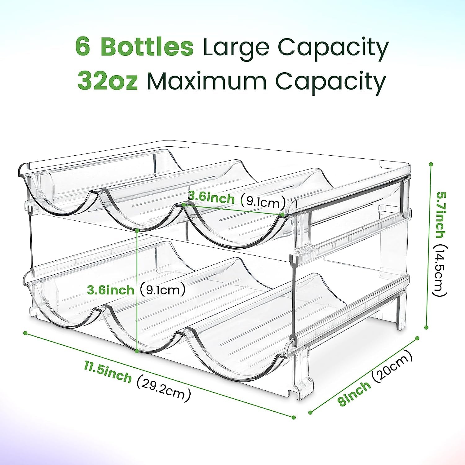 Maximize Your Space with Our Stackable Water Bottle Organizer - 2 Pack Clear Plastic Storage Rack for a Clutter-Free Cabinet!