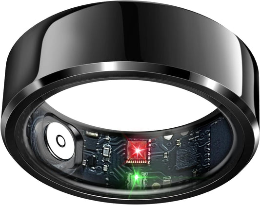 Revolutionary Smart Health Tracking Ring with Advanced Sleep Monitoring, Heart Rate Tracking, Waterproof Design, Air Gesture Control, and 7-Day Battery Life - Compatible with iOS and Android (Black, Size 10)