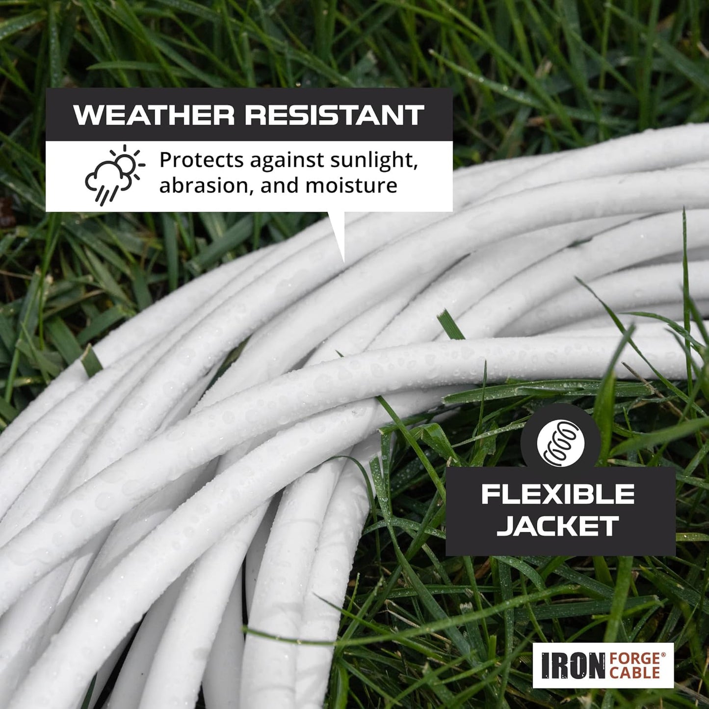 White 1 to 3 Outdoor Extension Cord Splitter 28 Ft (40 Ft Total Length) - 16 Gauge Power Cord, 3 Prong, 3 Outlets 16/3 SJTW